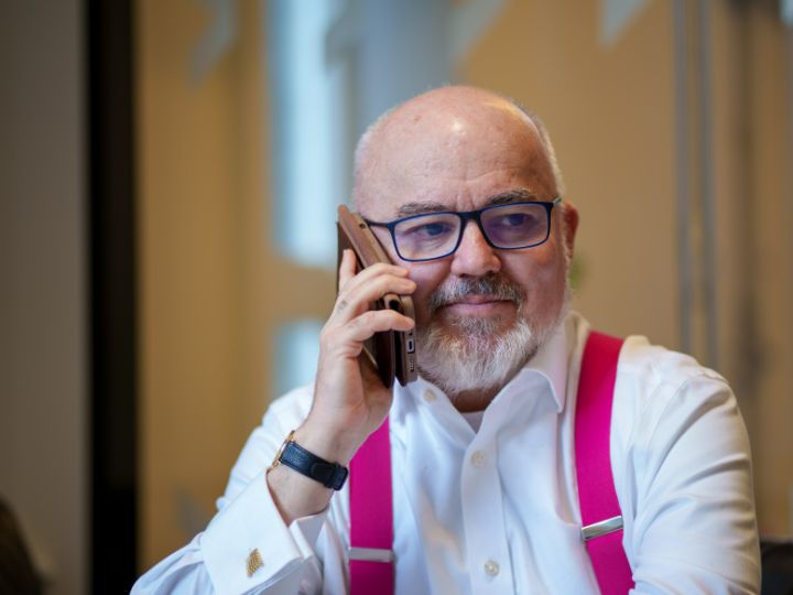 Mark Glover talking on the phone